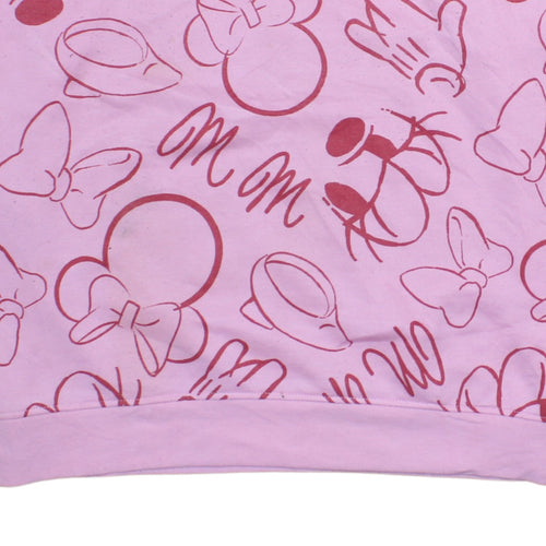 Disney Women Pink Minnie Mouse Print Crew Neck Sweatshirt 2XL
