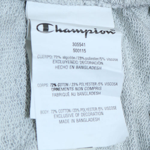 Champion Boys Grey Full Zip Hoodie 11-12 Years Logo Print Cotton Blend