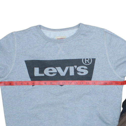 Levi's Women's Grey Logo Crew Neck Pullover Sweatshirt Size 16
