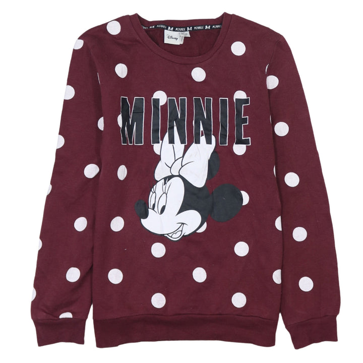 Disney Minnie Mouse Burgundy Polka Dot Sweatshirt XS Women