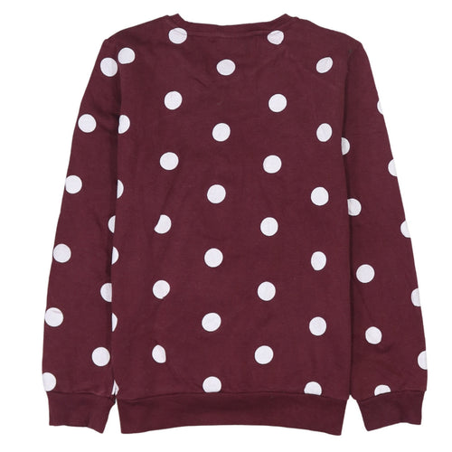 Disney Minnie Mouse Burgundy Polka Dot Sweatshirt XS Women