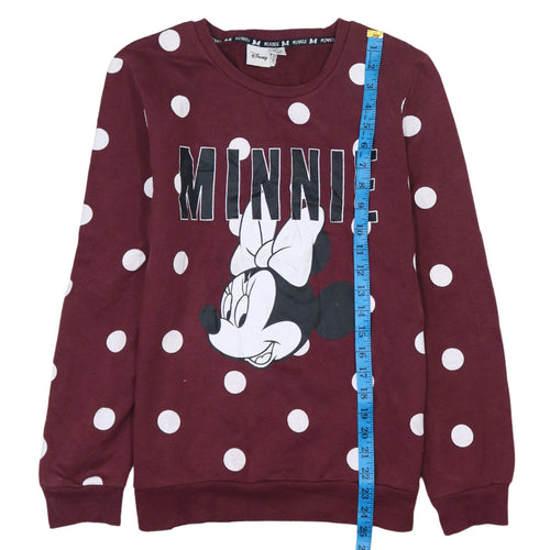 Disney Minnie Mouse Burgundy Polka Dot Sweatshirt XS Women