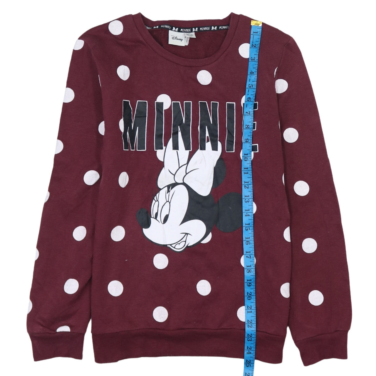Disney Minnie Mouse Burgundy Polka Dot Sweatshirt XS Women