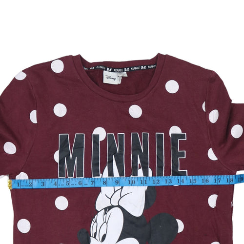Disney Minnie Mouse Burgundy Polka Dot Sweatshirt XS Women