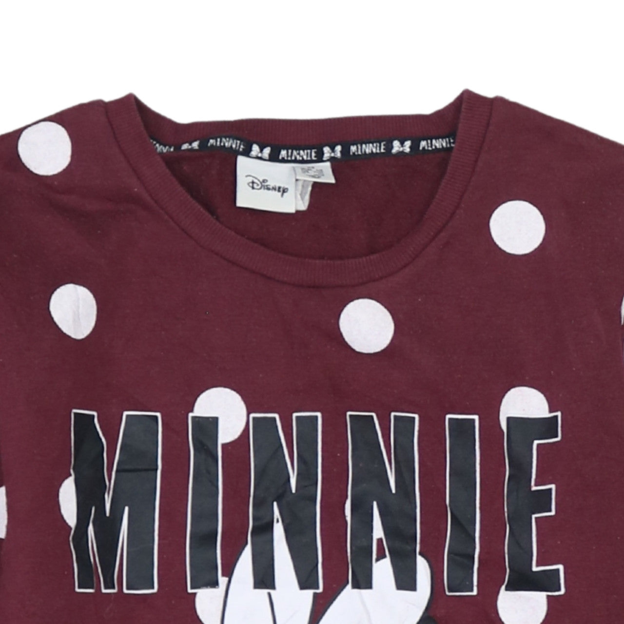 Disney Minnie Mouse Burgundy Polka Dot Sweatshirt XS Women