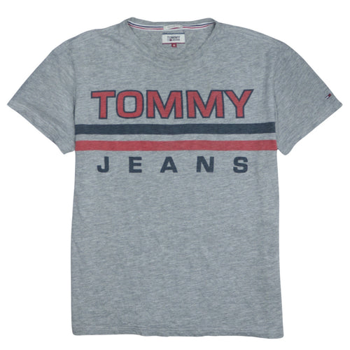 Tommy Jeans Men's Grey Regular Fit Graphic Logo T-Shirt Size M