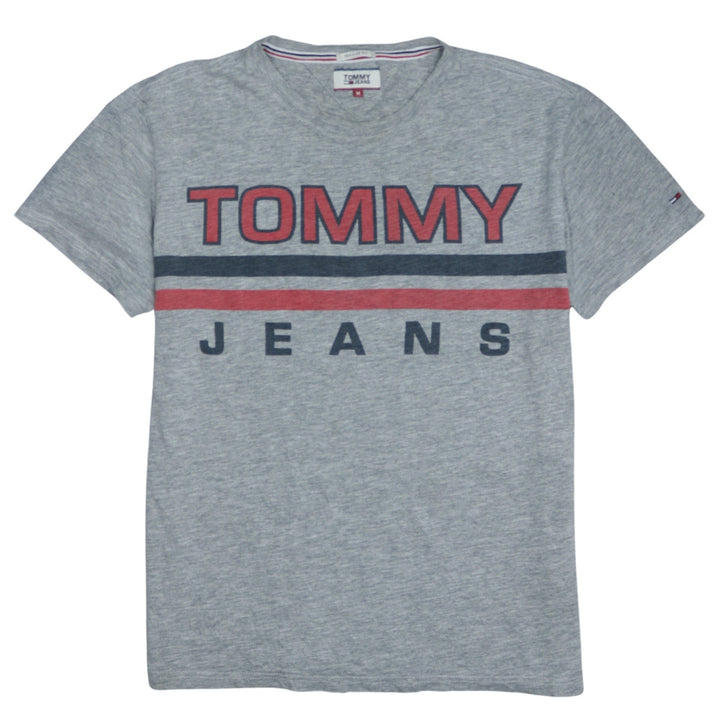 Tommy Jeans Men's Grey Regular Fit Graphic Logo T-Shirt Size M