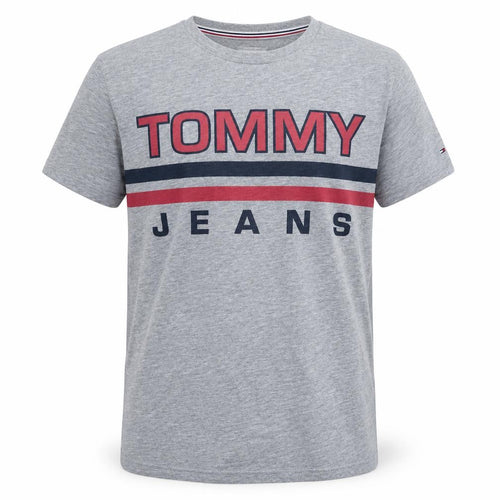 Tommy Jeans Men's Grey Regular Fit Graphic Logo T-Shirt Size M