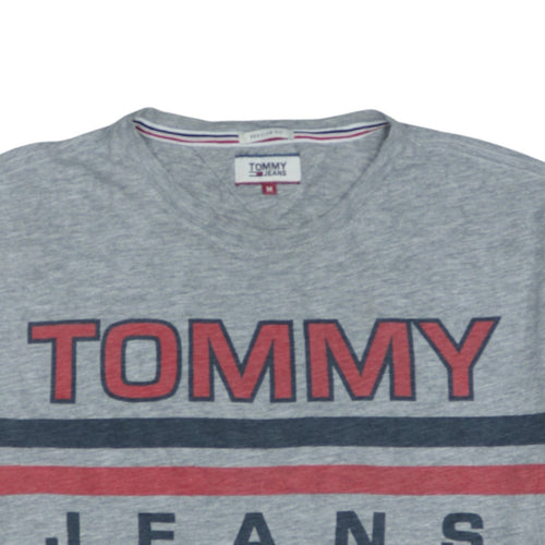 Tommy Jeans Men's Grey Regular Fit Graphic Logo T-Shirt Size M