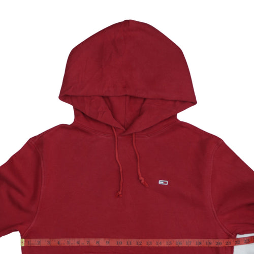 Tommy Jeans Men's Red Pullover Hoodie Size M Classic Logo Cotton Blend