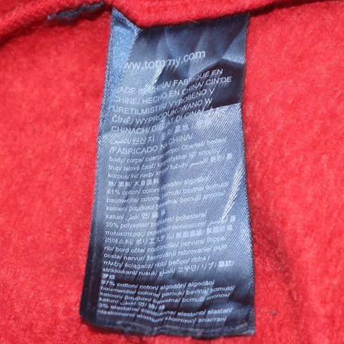Tommy Jeans Men's Red Pullover Hoodie Size M Classic Logo Cotton Blend