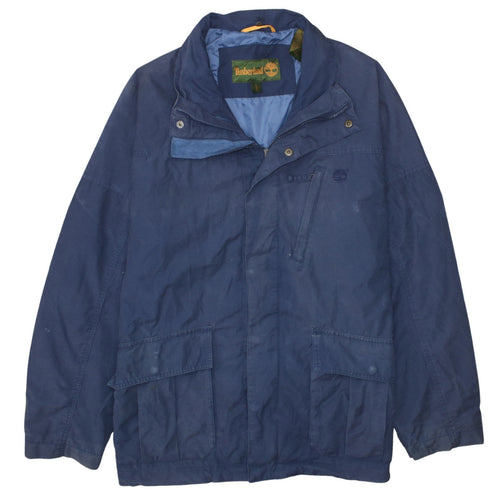 Timberland Men Blue L Parka Jacket Cotton Nylon Blend Outdoor