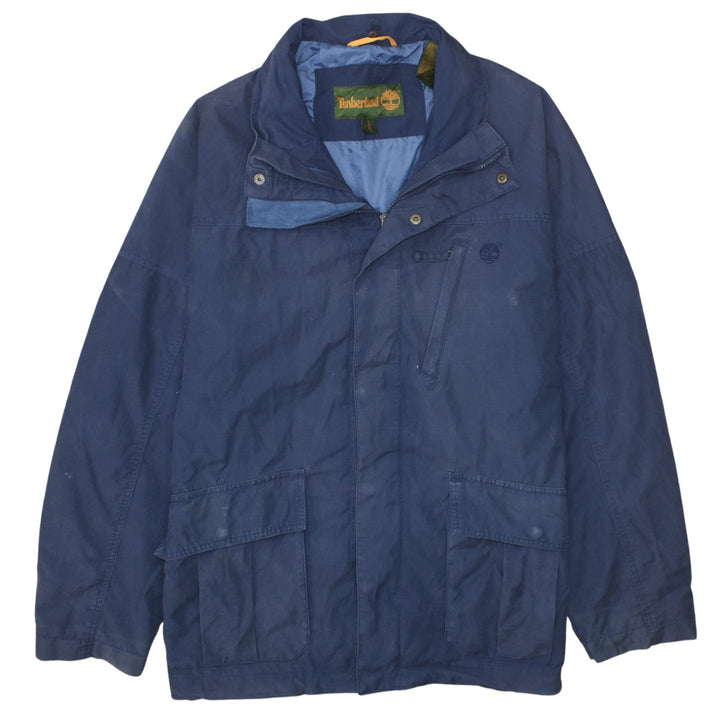 Timberland Men Blue L Parka Jacket Cotton Nylon Blend Outdoor
