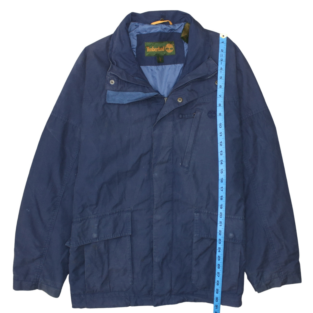 Timberland Men Blue L Parka Jacket Cotton Nylon Blend Outdoor