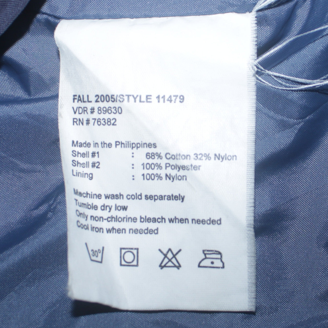 Timberland Men Blue L Parka Jacket Cotton Nylon Blend Outdoor