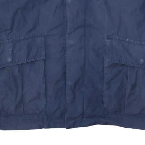 Timberland Men Blue L Parka Jacket Cotton Nylon Blend Outdoor