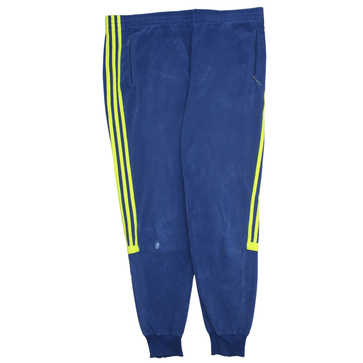 adidas Men Blue Jogger Track Pants L Fleece Tapered Fit Zip Pocket