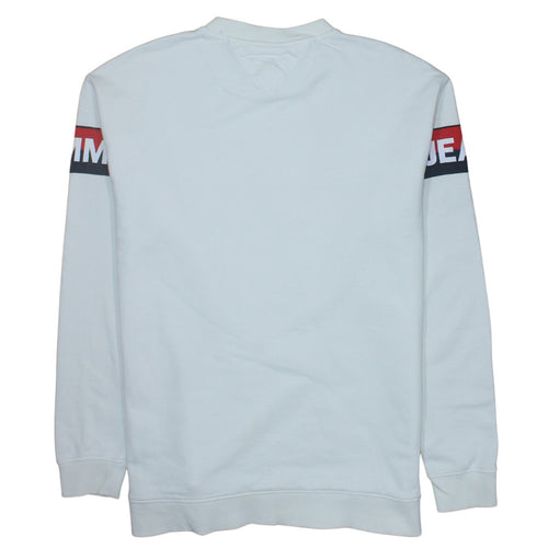 Tommy Jeans Men's White Logo Crew Neck Sweatshirt Size L