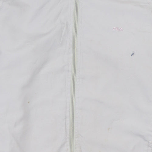 Fila Women White Full Zip Lightweight Sports Jacket Size L