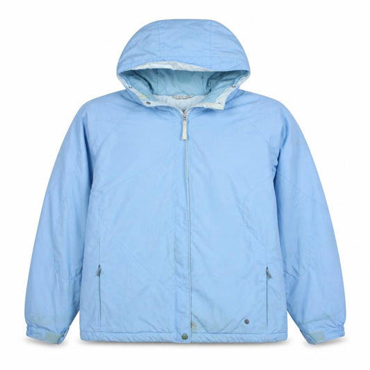 Front view of Columbia Women's Blue Waterproof Hooded Parka Jacket L