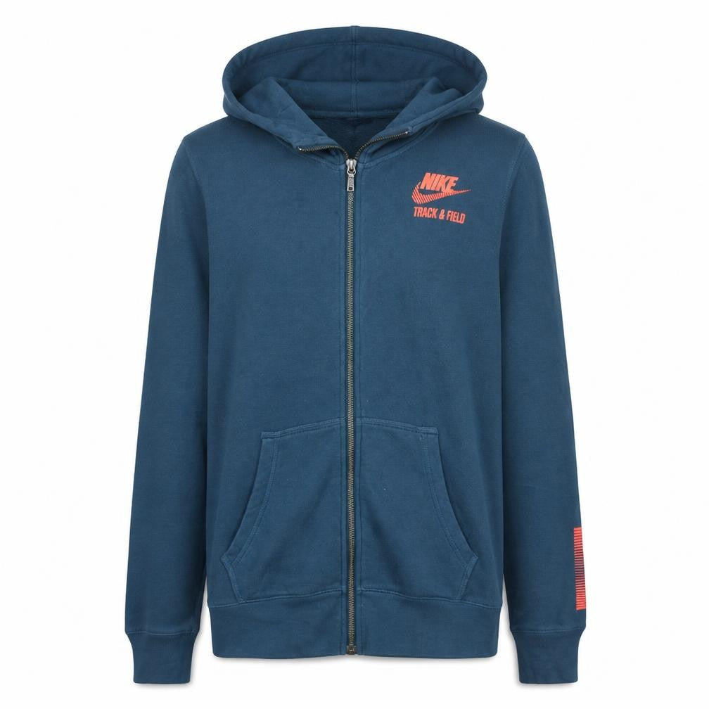 Front view of Nike Men's Blue Track & Field Full Zip Hoodie, size L