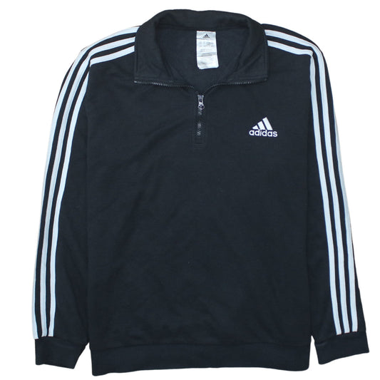 Adidas Women Black XL 1/4 Zip Sweatshirt Pullover Jumper Hoodies Top