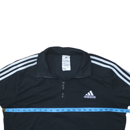 Adidas Women Black XL 1/4 Zip Sweatshirt Pullover Jumper Hoodies Top