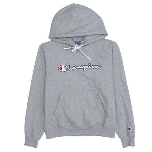 Champion Women Grey Small Pullover Hoodie 100% Cotton Logo Front