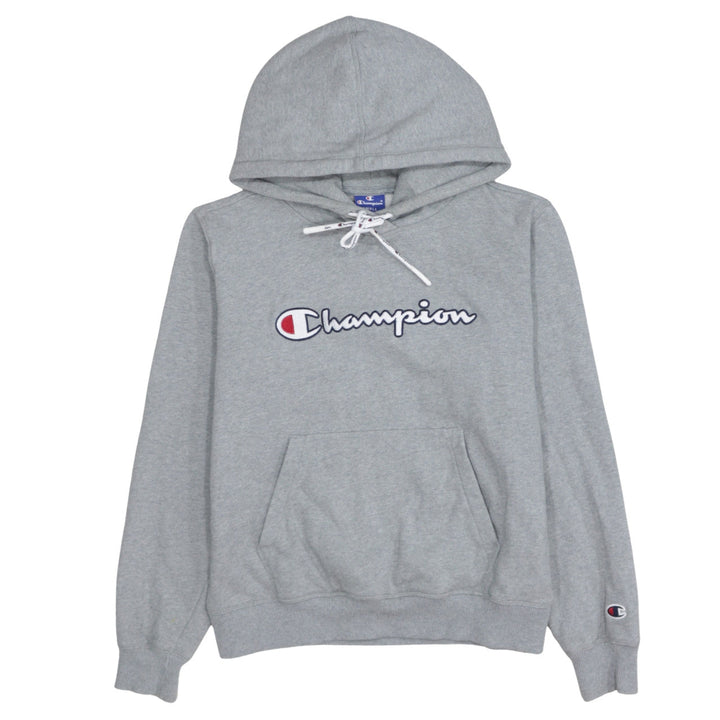 Champion Women Grey Small Pullover Hoodie 100% Cotton Logo Front