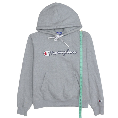 Champion Women Grey Small Pullover Hoodie 100% Cotton Logo Front