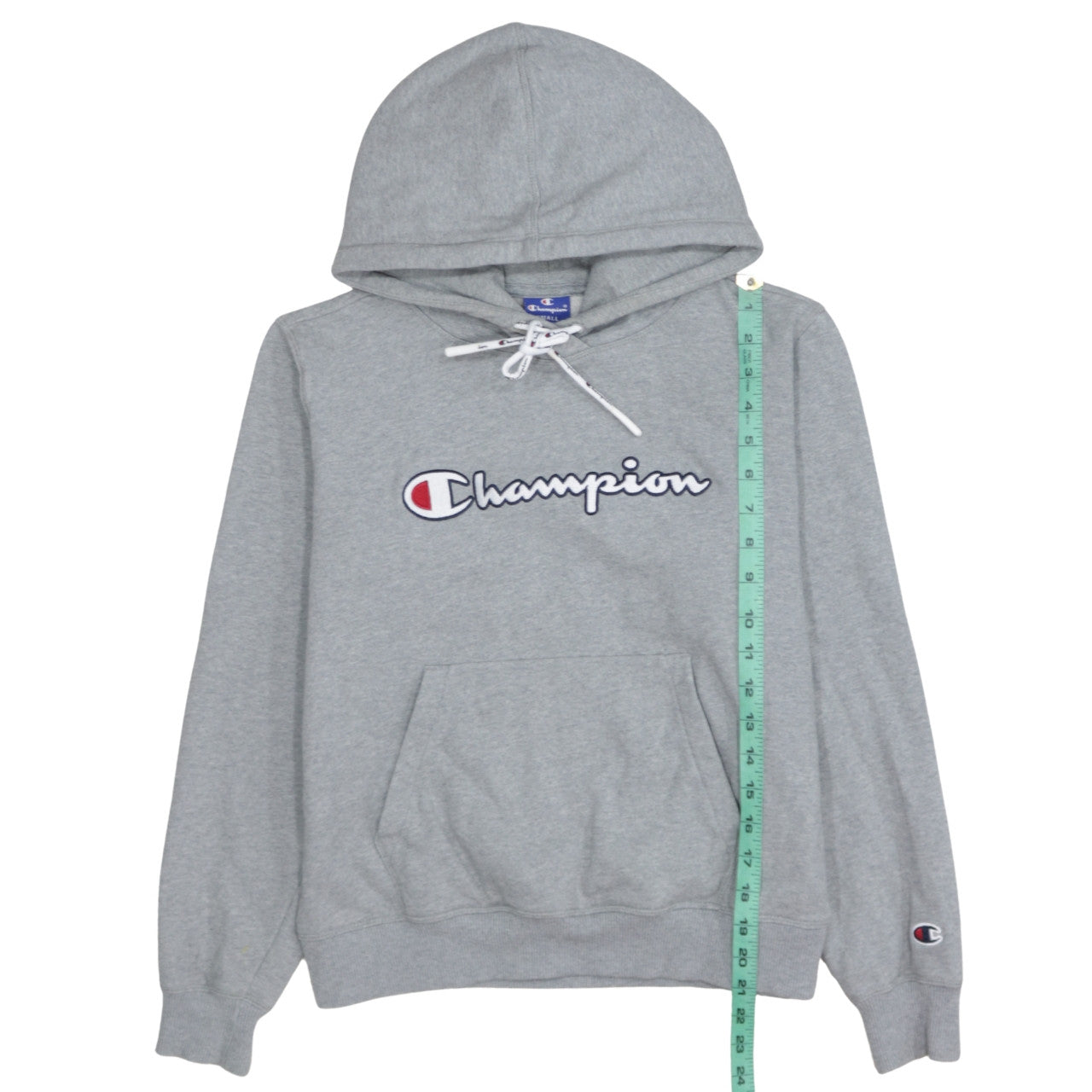 Champion Women Grey Small Pullover Hoodie 100% Cotton Logo Front