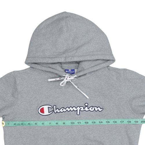 Champion Women Grey Small Pullover Hoodie 100% Cotton Logo Front