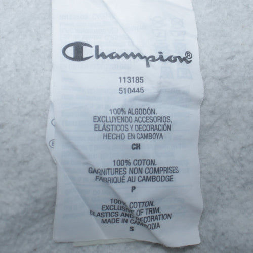 Champion Women Grey Small Pullover Hoodie 100% Cotton Logo Front