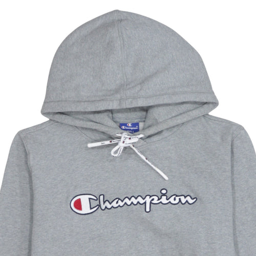 Champion Women Grey Small Pullover Hoodie 100% Cotton Logo Front