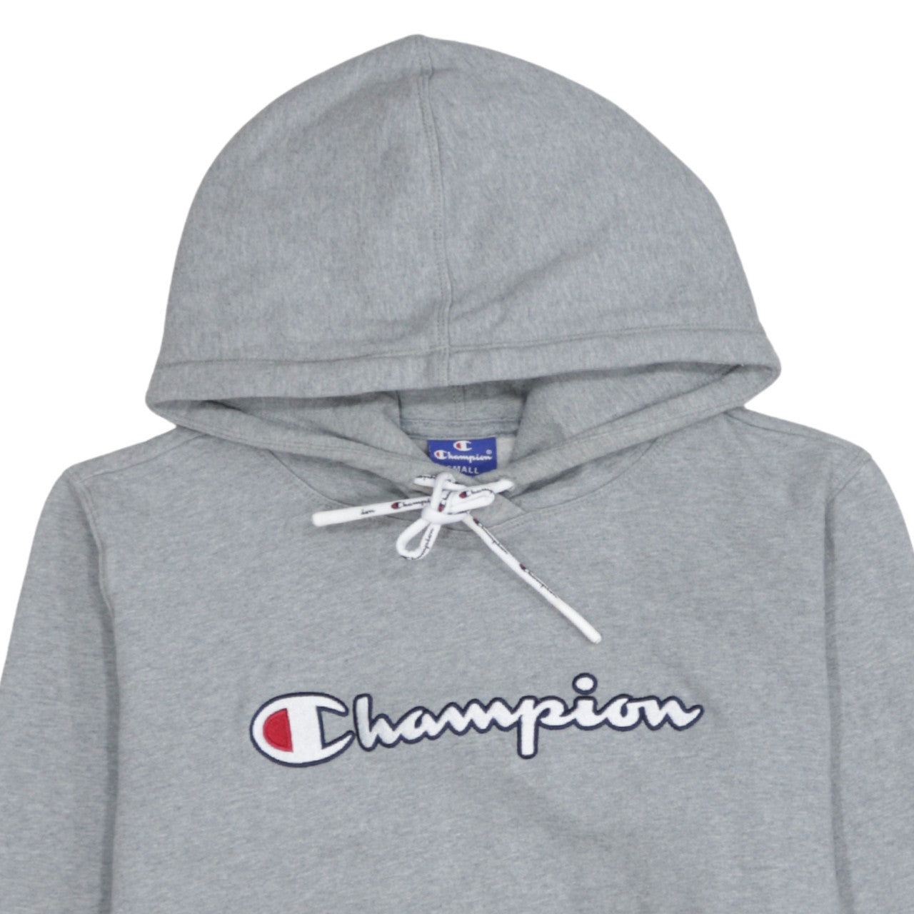 Champion Women Grey Small Pullover Hoodie 100% Cotton Logo Front