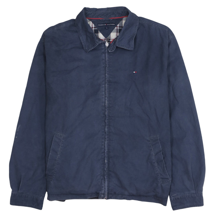 Tommy Hilfiger Mens Blue Cotton Bomber Jacket L Full Zip Classic Style