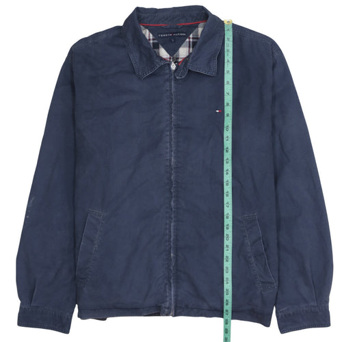 Tommy Hilfiger Mens Blue Cotton Bomber Jacket L Full Zip Classic Style
