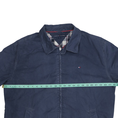 Tommy Hilfiger Mens Blue Cotton Bomber Jacket L Full Zip Classic Style