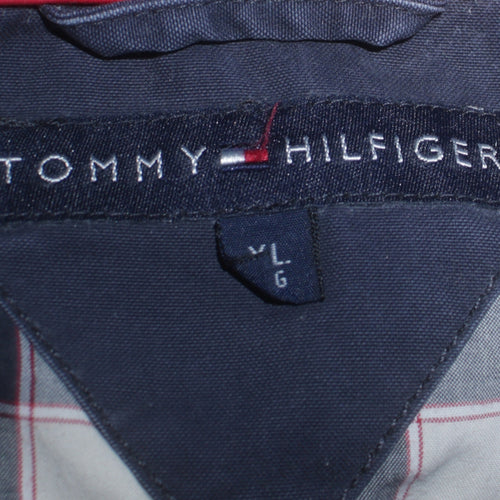 Tommy Hilfiger Mens Blue Cotton Bomber Jacket L Full Zip Classic Style