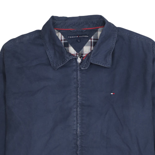 Tommy Hilfiger Mens Blue Cotton Bomber Jacket L Full Zip Classic Style