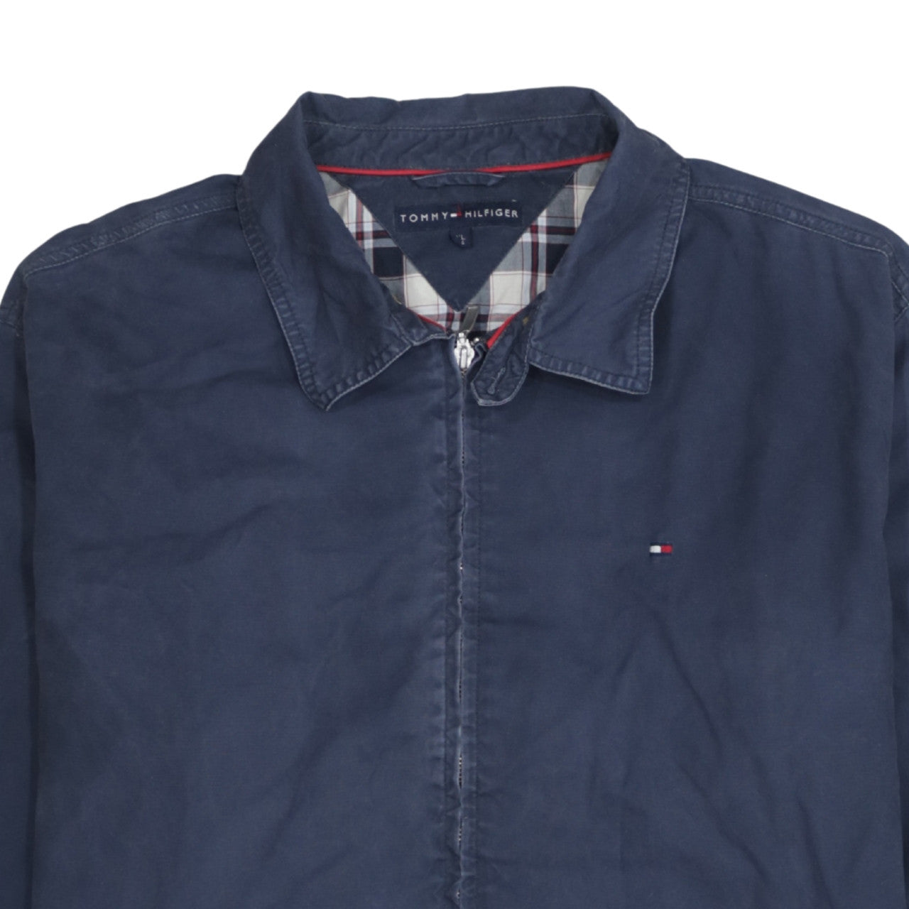 Tommy Hilfiger Mens Blue Cotton Bomber Jacket L Full Zip Classic Style