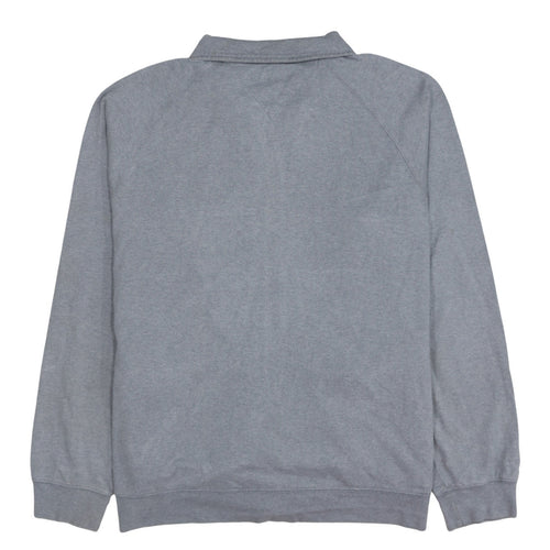 Tommy Hilfiger Men's Grey Full Zip Sweatshirt L Logo Striped Cotton