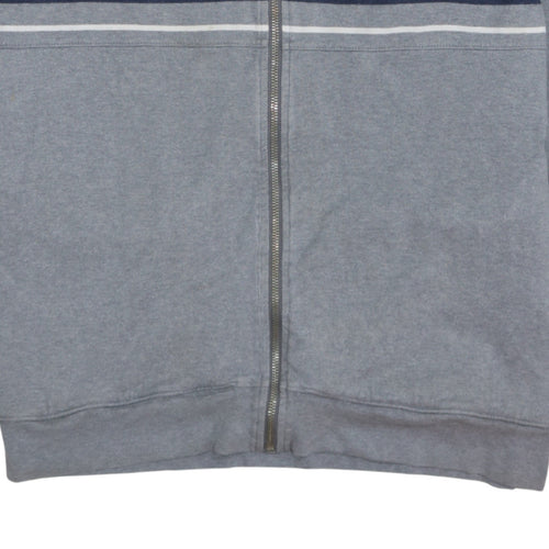 Tommy Hilfiger Men's Grey Full Zip Sweatshirt L Logo Striped Cotton