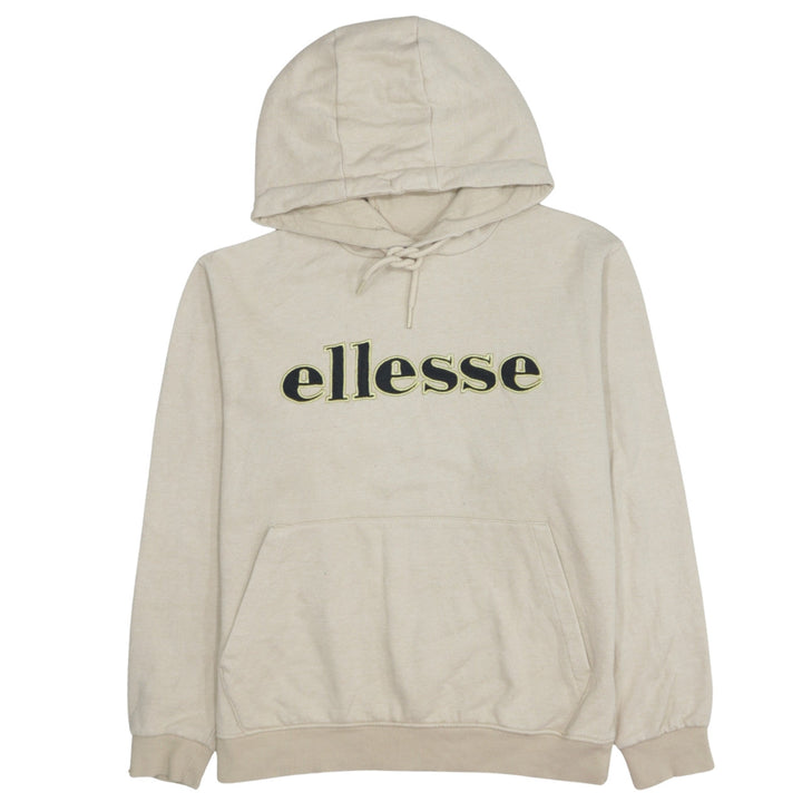 Ellesse Men's Beige Pullover Hoodie S Fleece Embroidered Logo