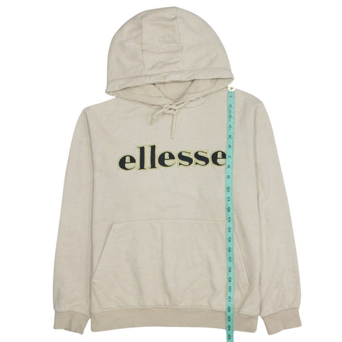 Ellesse Men's Beige Pullover Hoodie S Fleece Embroidered Logo
