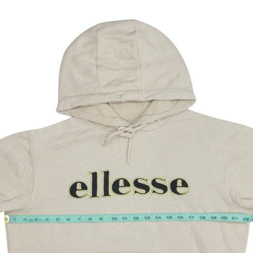 Ellesse Men's Beige Pullover Hoodie S Fleece Embroidered Logo