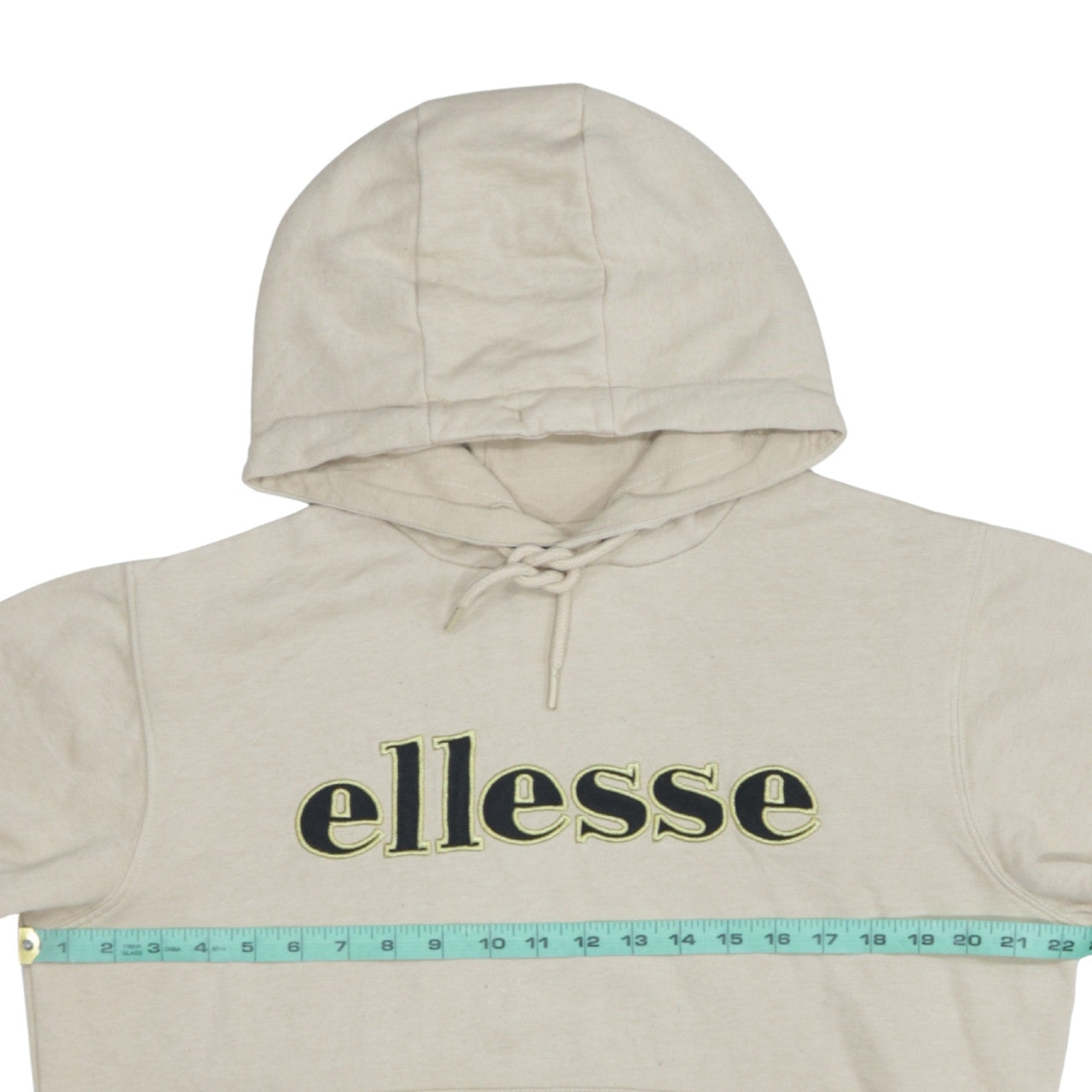Ellesse Men's Beige Pullover Hoodie S Fleece Embroidered Logo