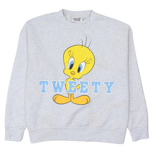 Looney Tunes Tweety Grey Pullover Sweatshirt Women M 12/14