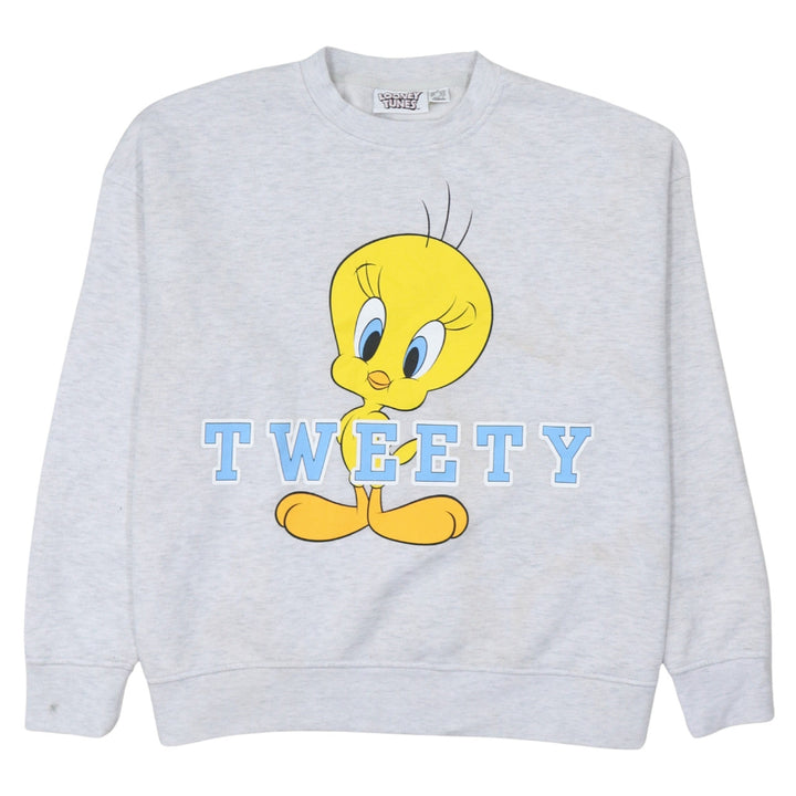 Looney Tunes Tweety Grey Pullover Sweatshirt Women M 12/14
