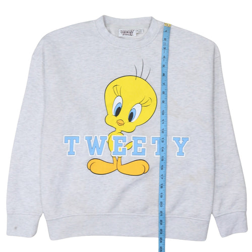 Looney Tunes Tweety Grey Pullover Sweatshirt Women M 12/14